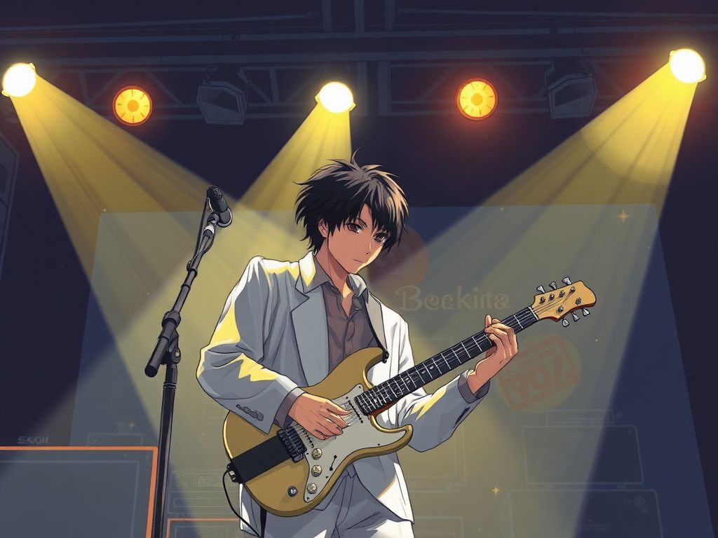 Japanese musician performing under stage lights manga cover