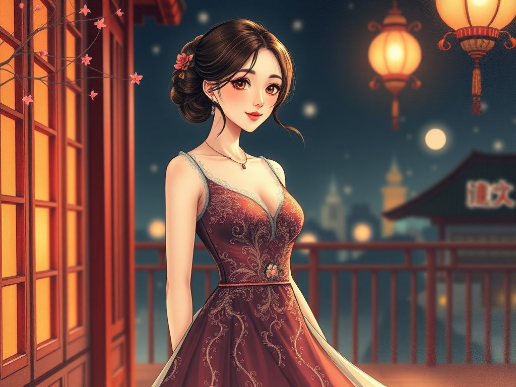 Korean romance heroine in elegant evening dress manga cover
