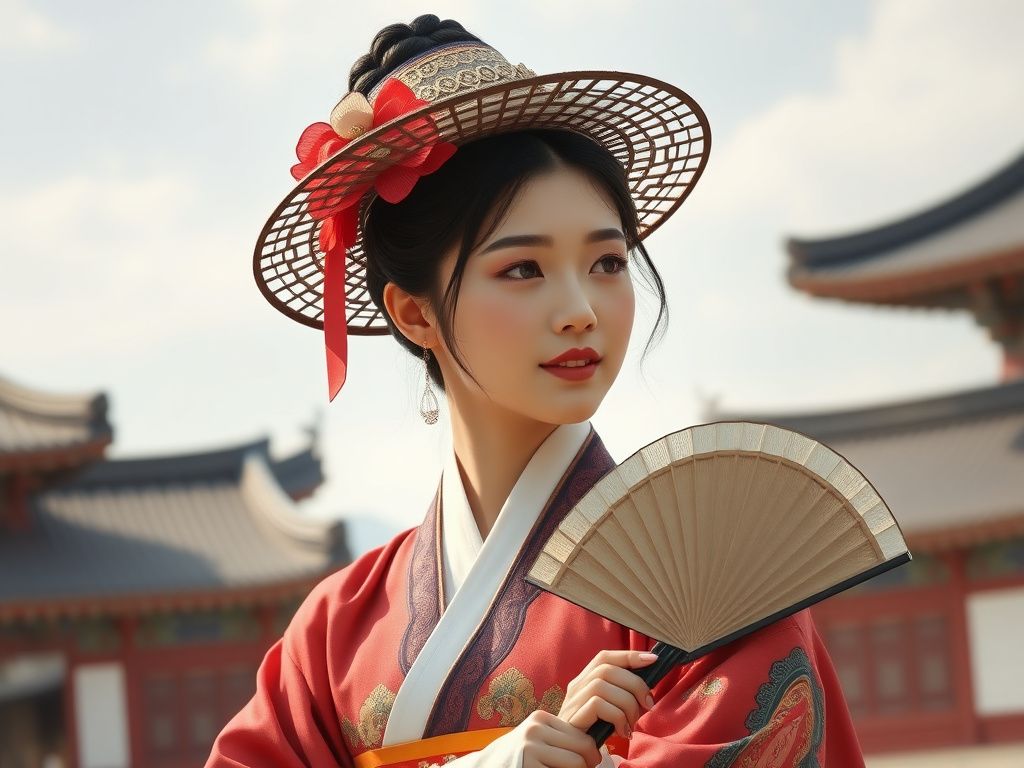 Korean historical palace woman with fan manga cover