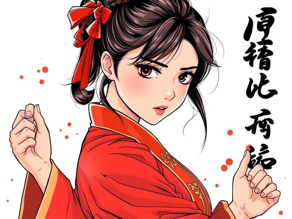 Chinese martial arts heroine in red robes manga cover