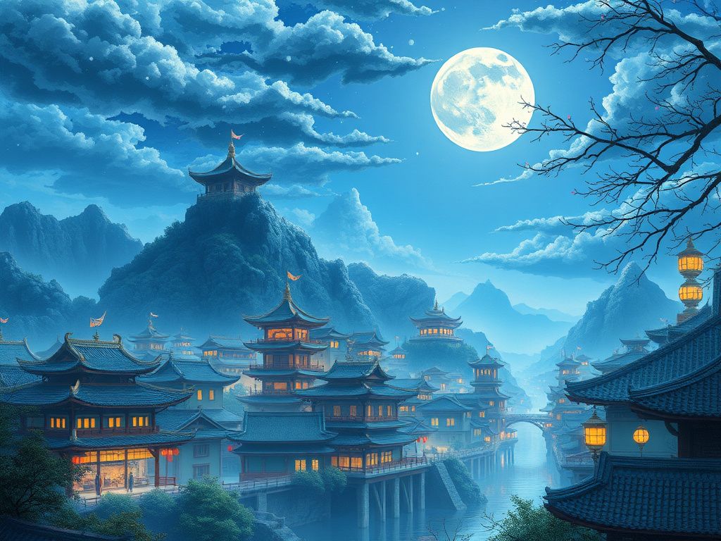 Chinese fantasy city under moonlight manga cover