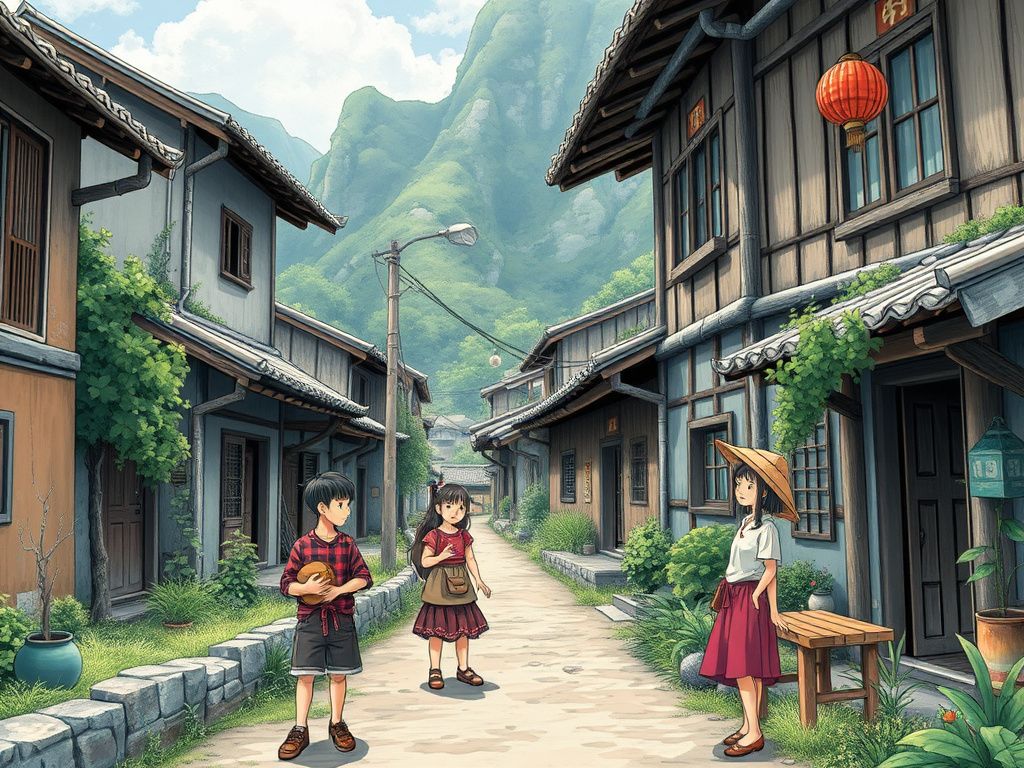 Rural Chinese village with young friends manga cover